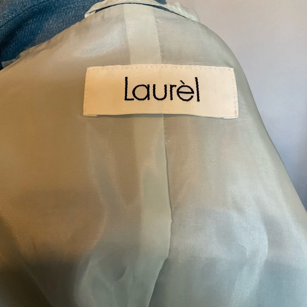 Laurèl Escada Cashmere Linen Wool Blend Skirt Suit Blue 40 10 - Picture 2 of 9